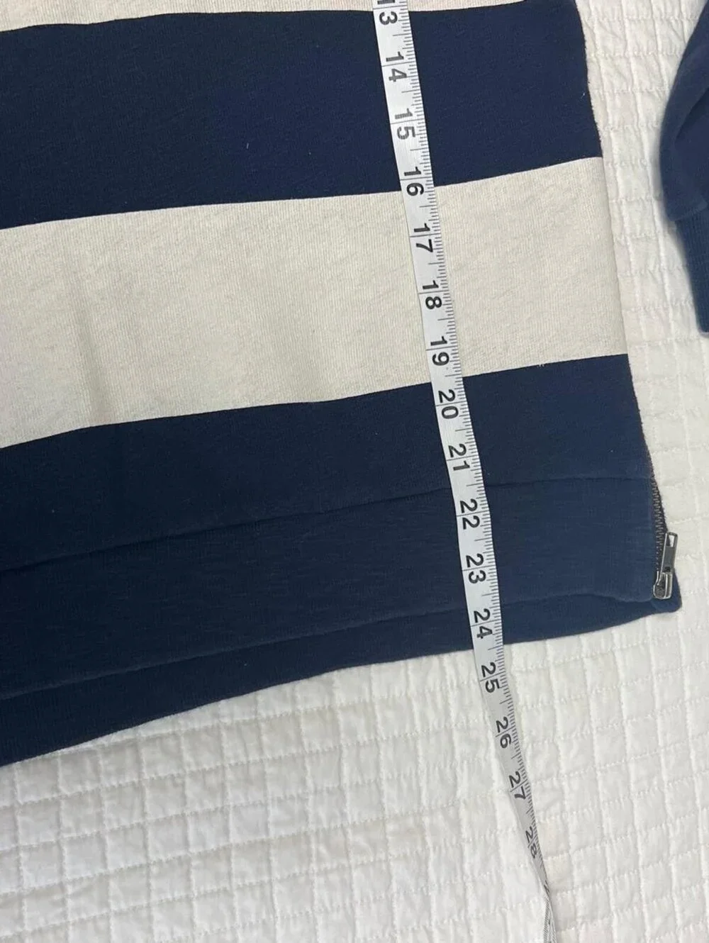 J.Crew Navy and White Striped Sweater Medium Casual Cotton